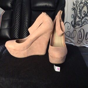 Pink Platform Wedges with High Heel